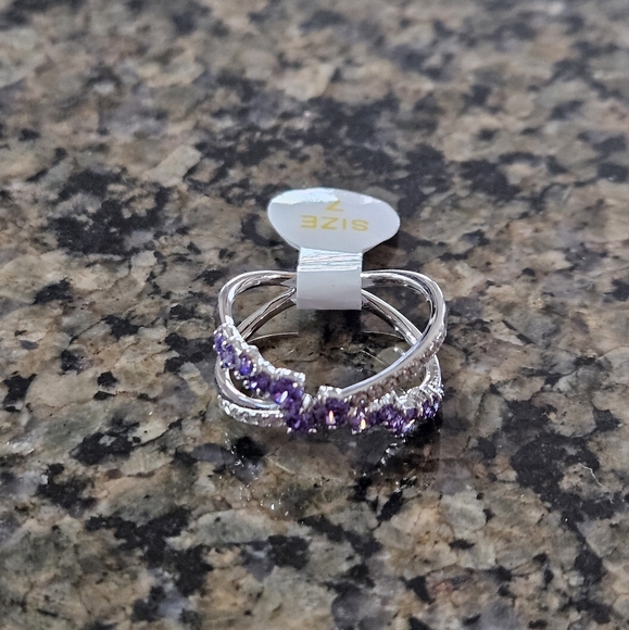 Bomb Party RBP5665 "A Moment in the Stars" Violet Cubic Ziconia .925 SS Sz 7 - Picture 2 of 4